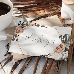 Khaki und Terrakotta Hochzeit Dankeskarten, Tented Floral Hochzeit Bridal Shower Dankeskarten, Anspruchsvolle Hochzeit, Moderne Hochzeit