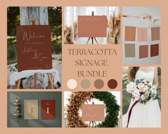 Terracotta Wedding Sign Bundle, Includes welcome signs, placing sign, table numbers and placing card