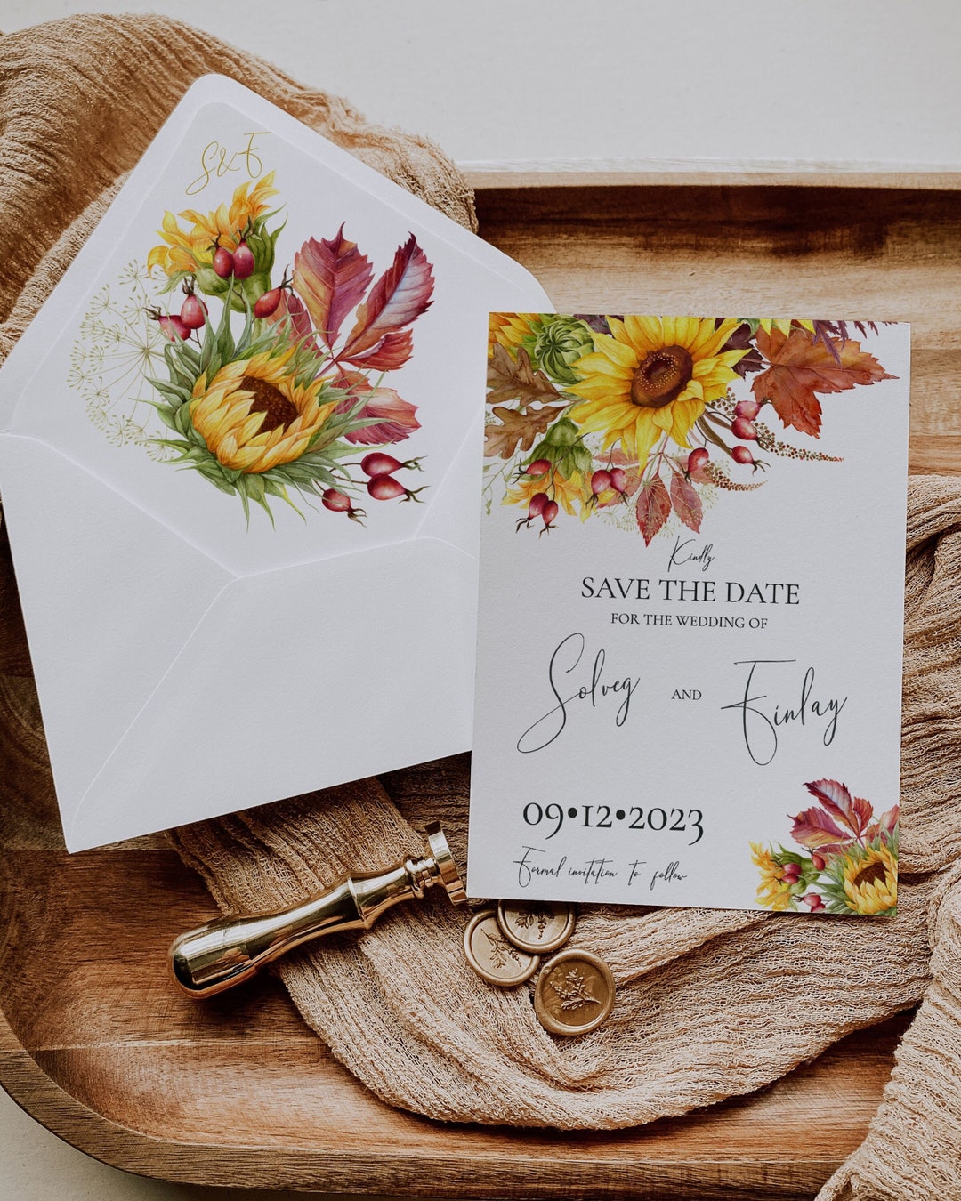 Sunflower Save the Date Template With Photo, Fall Save the Dates Card ...