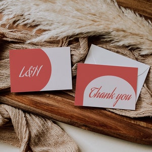 Retro Hochzeit Dankeskarten, Tented Hochzeit Bridal Shower Dankeskarten, anspruchsvolle Hochzeit, moderne Bogenhochzeit
