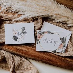 Khaki and Terracotta Wedding Thank You Cards, Tented Floral Wedding Bridal Shower Thank You Cards, Sophisticated Wedding, Modern Wedding image 2