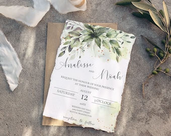 Greenery Wedding Invitation Suite - Instant Download Editable Wedding Templates