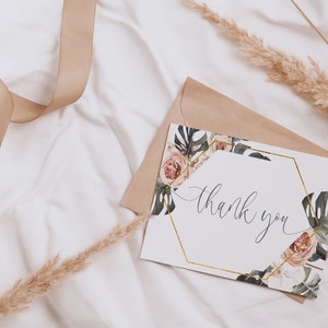 Khaki and Terracotta Wedding Thank You Cards, Tented Floral Wedding Bridal Shower Thank You Cards, Sophisticated Wedding, Modern Wedding image 6