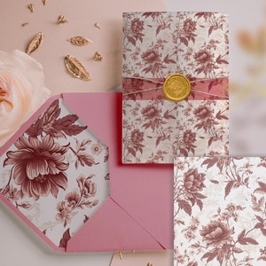 Marsala Vellum Wrap Digital Template - Elegant Printable for Luxurious Wedding Stationery