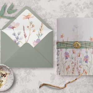 Pergamin Verpackung & Umschlag Liner - Wildblumen Toile DIY 13x18 Invite Jacket Download