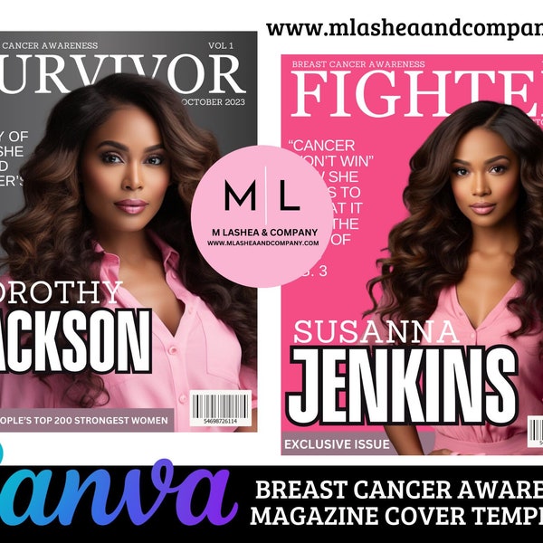 Canva Breast Cancer Awareness Magazine Cover Templates| Template| Canva | Breast Cancer | Awareness | Memorial | Editable |Digital |Survivor