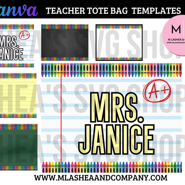 CANVA Teacher Background Templates (paired with medium tote bag)