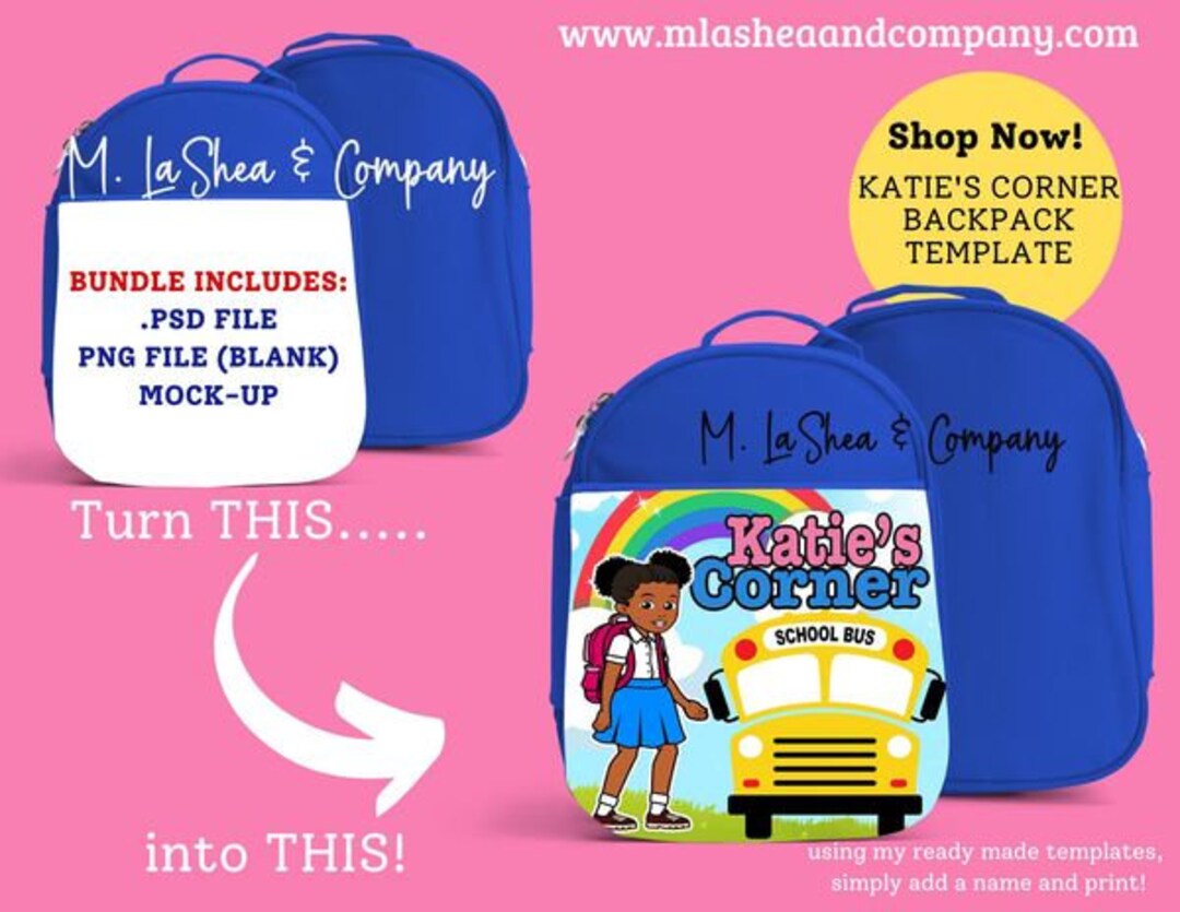 Katies Corner Backpack Design Template 2 Bundle Canva Bookbag