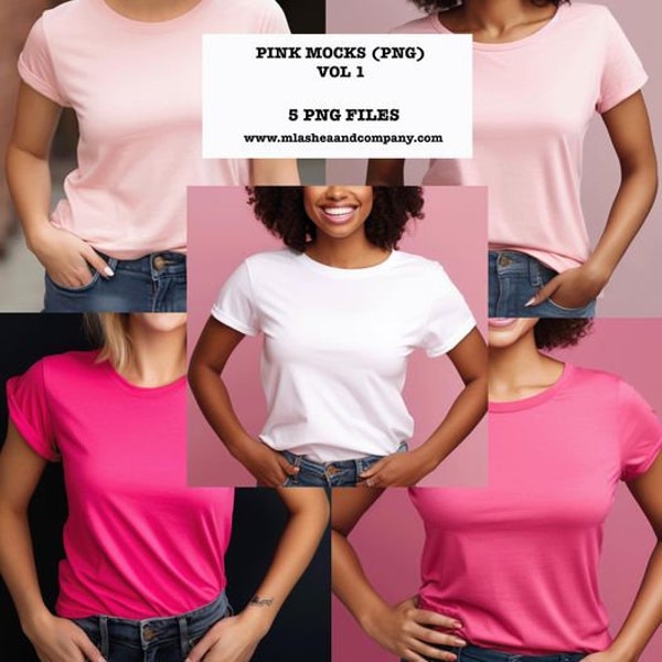 Female Mock-up | Pink T-shirt | African American Woman | Pink Mock-up | Ladies T-shirt |Breast Cancer Awareness |Pink Shirt Mock-up | Mockup