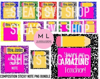 Composition Sticky Note PNG Bundle • Teacher • digital files • instant download • sublimation • teacher designs • composition • sticky note