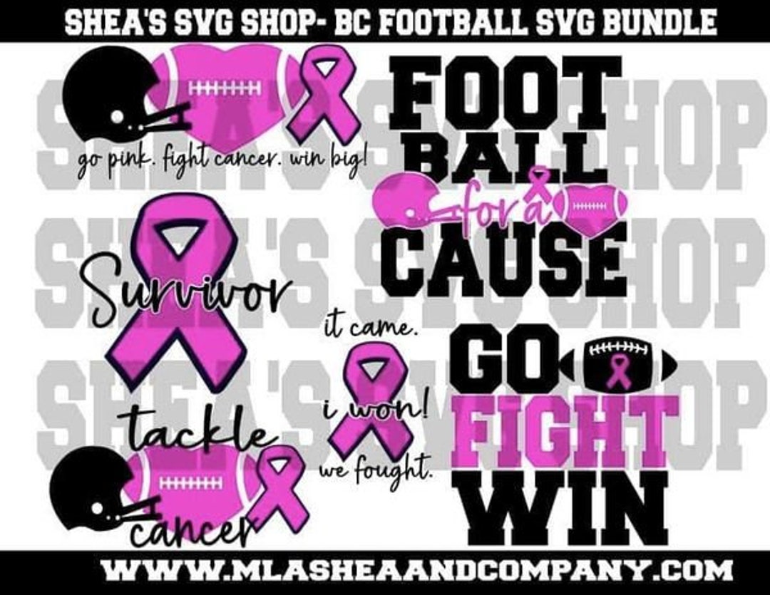 Breast Cancer Football Digital Files, SVG Bundle, Instant Download, Cut