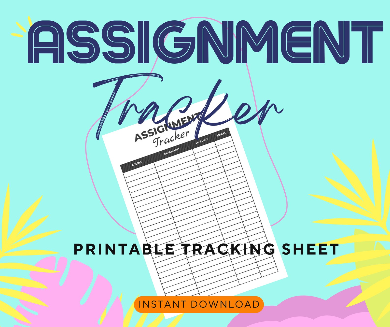 Assignment tracker pdf printable etsy