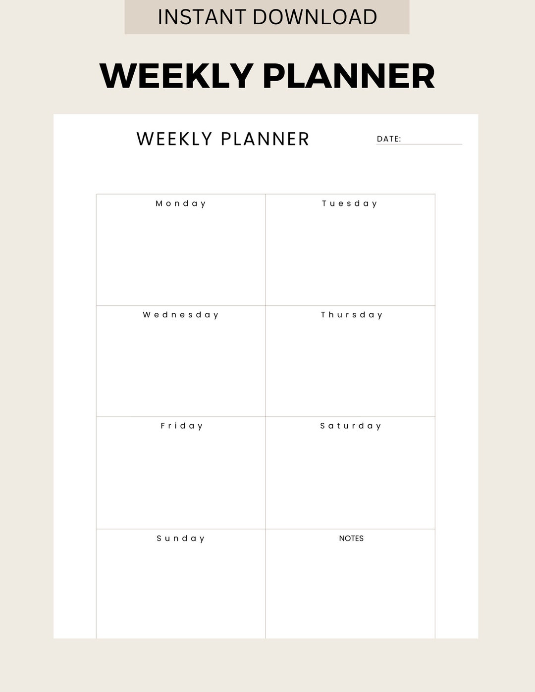 Minimalist Weekly Planner, Weekly Planner Printable, Weekly Schedule to ...