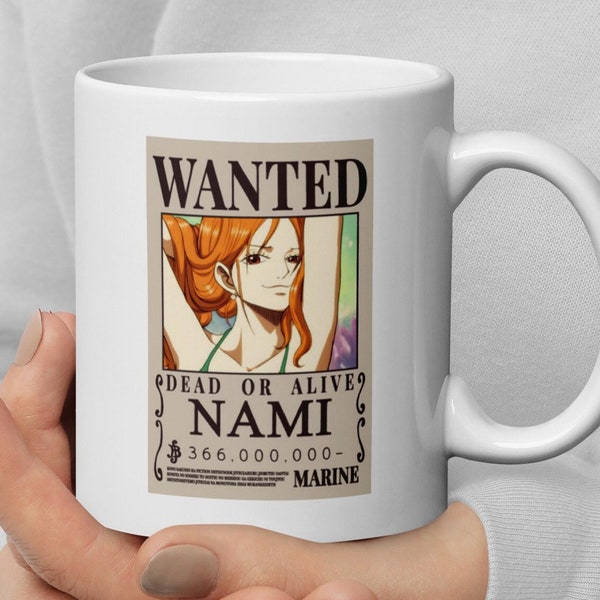 Nami Wanted Mug, One Piece Bounty Poster Coffee Cup, Anime Navigator Theme, Manga Fan Drinkware, Straw Hat Pirates Merch, Otaku Gift