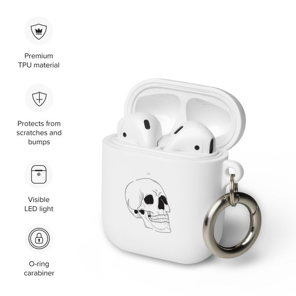 Skull AirPods Case, Gothic Skull Case, Spooky Earbud Holder, Halloween Gear, Horror Fan Gift, Skeleton Motif Cover, Funny skeleton