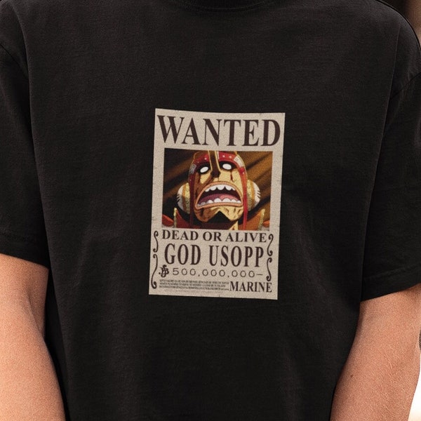 Usopp Wanted T-Shirt, One Piece Sniper King Bounty Tee, Anime Marksman Top, Manga Fan Apparel, Brave Warrior of the Sea Gear, Otaku Gift