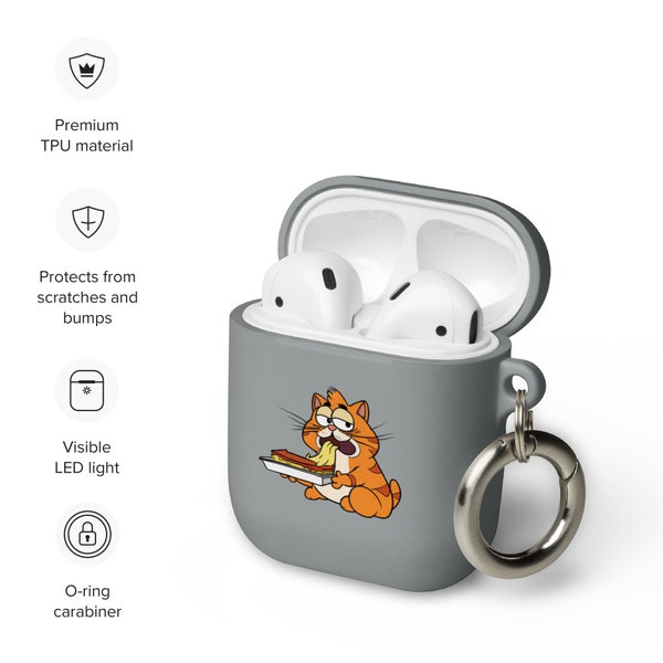 Garfield AirPods Case, Cartoon Cat Pod Cover, Comic Earbud Holder, Funny Cat Accessory, Garfield Fan Gift, Cat AirPods Case, Cartoon Case