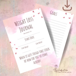 Printable Weight Loss Journal, Pink Journal for weight loss progress, Weight loss accountability journal