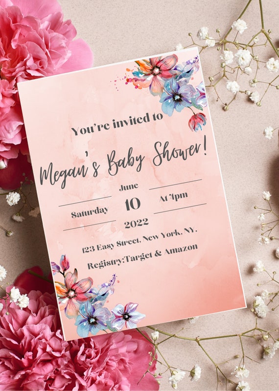 Customizable Baby Shower Invitation Template Floral Etsy