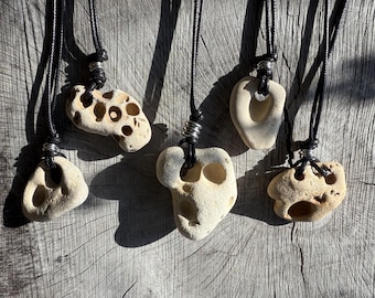 Hag Stone Necklace, Holey Beach Stone, Unisex Amulet
