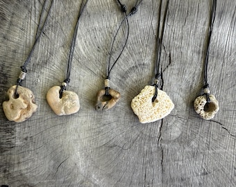 Hag Stone Necklace: Holey Beach Stone, Unisex Amulet