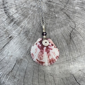Scallop Shell Necklace: Silver Wire Wrapped Beach Jewelry