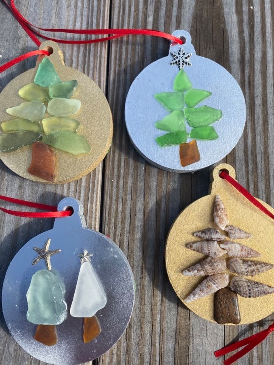 Florida Christmas Ornaments Shell Ornaments Sea Glass Etsy