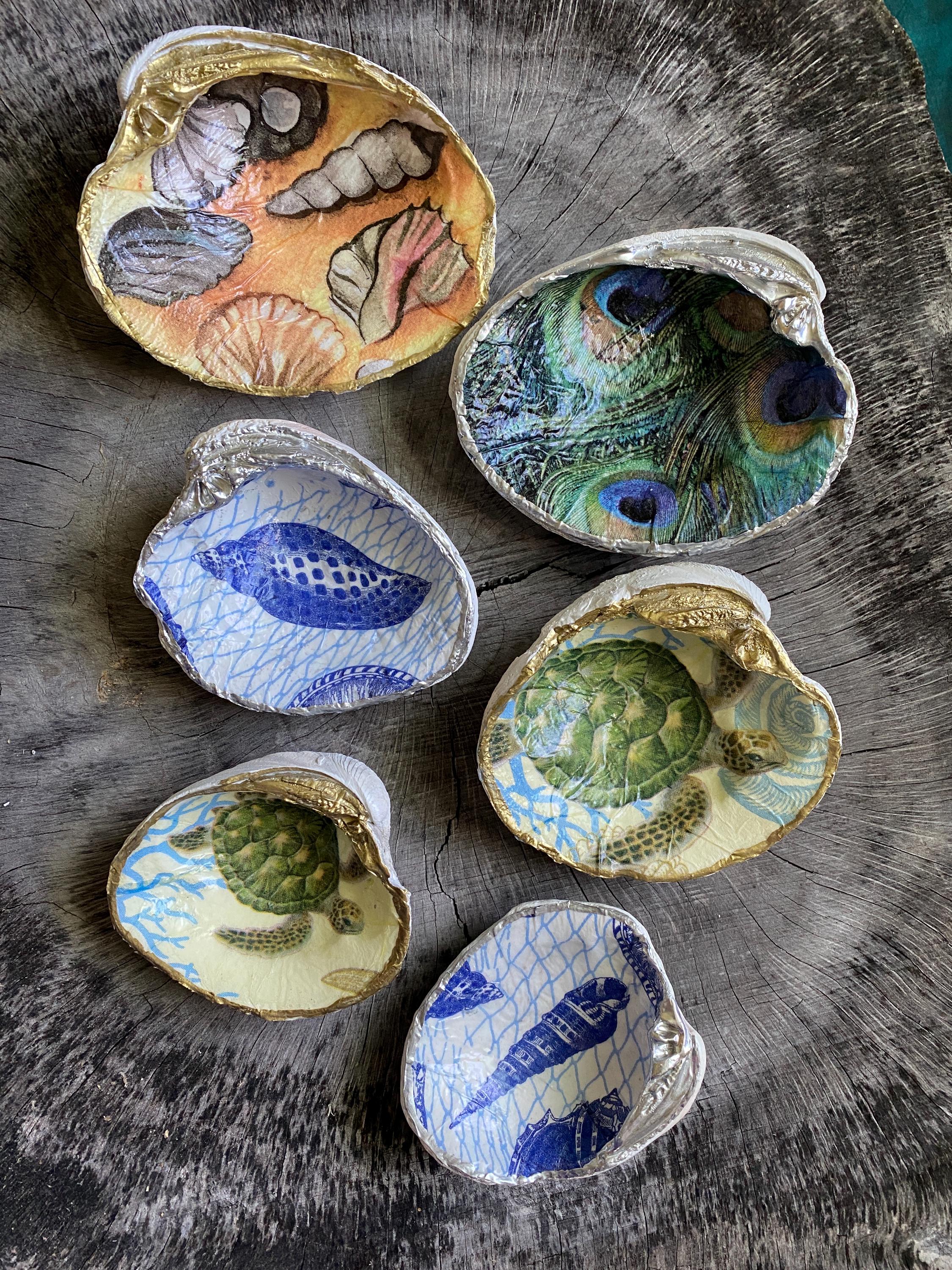 Decoupage Clam Shell Ring Dish: Handmade Coastal Home Decor - Etsy