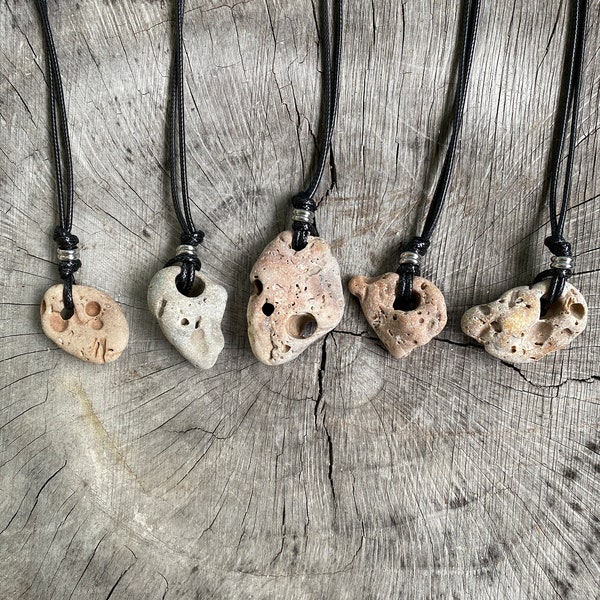 Hag stone necklace, Holey Stones, Beach Stone Jewelry, Odin Stone, Celtic Necklace, unisex necklace, natural holey stone, witches jewelry