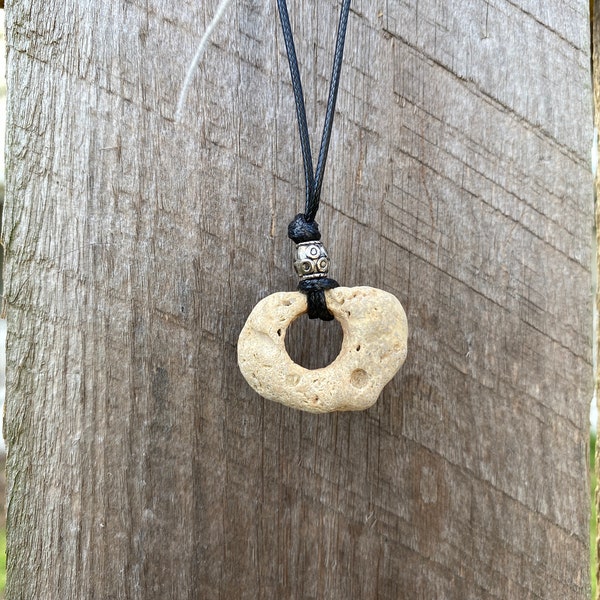 Hag stone necklace, Holey Stones, Beach Stone Jewelry, Odin Stone, Celtic Necklace, unisex necklace, natural holey stone