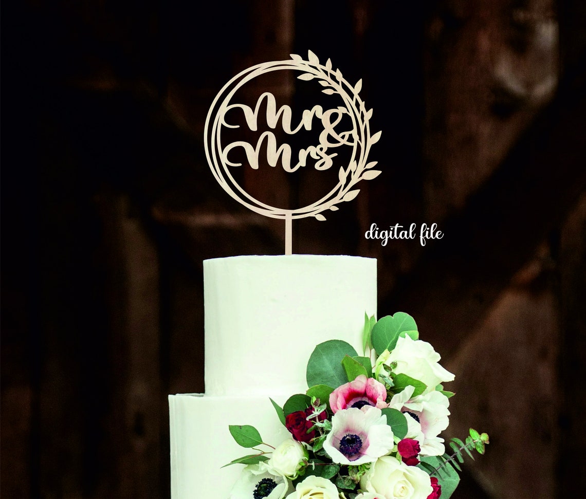 Wedding Cake Topper Svg Mr and Mrs Svg Laser Cake Topper | Etsy UK