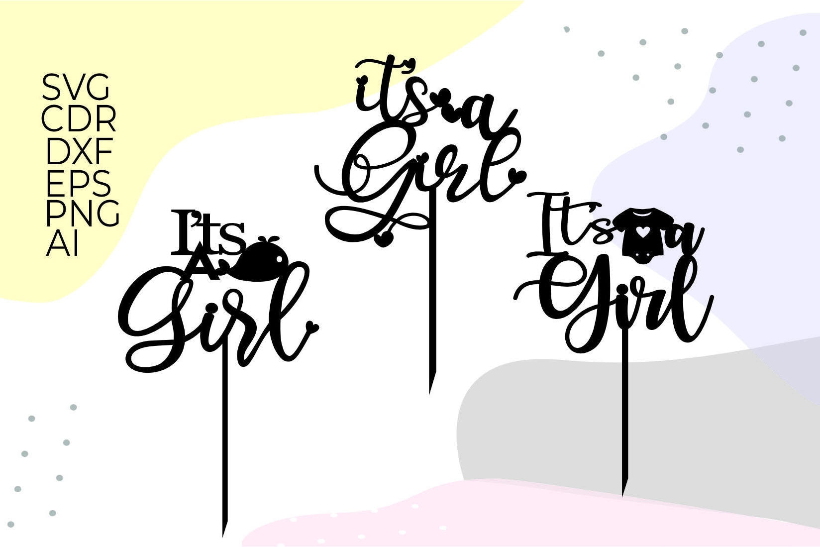 Its a Girl Cake Topper Svg Cake Topper Svg Baby Shower Svg Etsy Australia