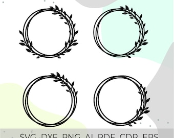 cake topper frame, wedding cake topper svg, wreath frame svg, circle frame svg, leaf frame svg, svg files for cricut silhouette