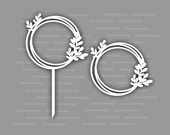 cake topper cricut, happy birthday svg, wreath frame svg, wedding cake topper frame, svg file for cricut silhouette, cake topper frame
