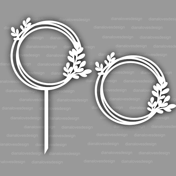 cake topper cricut, happy birthday svg, wreath frame svg, wedding cake topper frame, svg file for cricut silhouette, cake topper frame