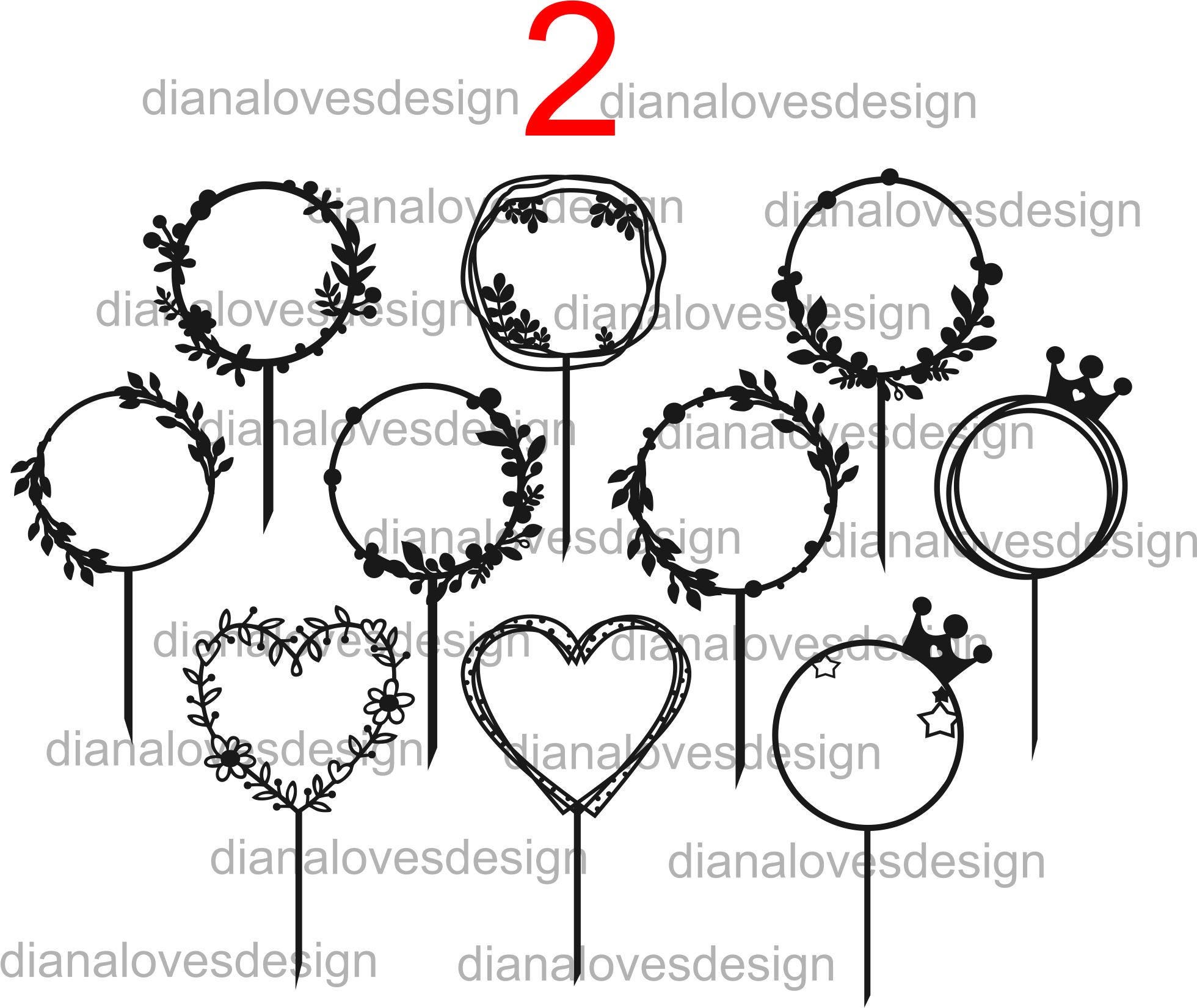 Cake Topper Svg Bundle, Birthday Cake Topper Frames, Cake Topper Cnc ...