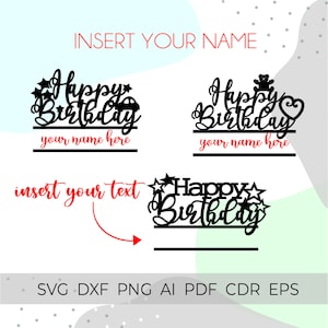 cake topper svg, happy birthday svg, personalized cake topper cricut, cake topper bundle svg, svg files cricut silhouette, dxf