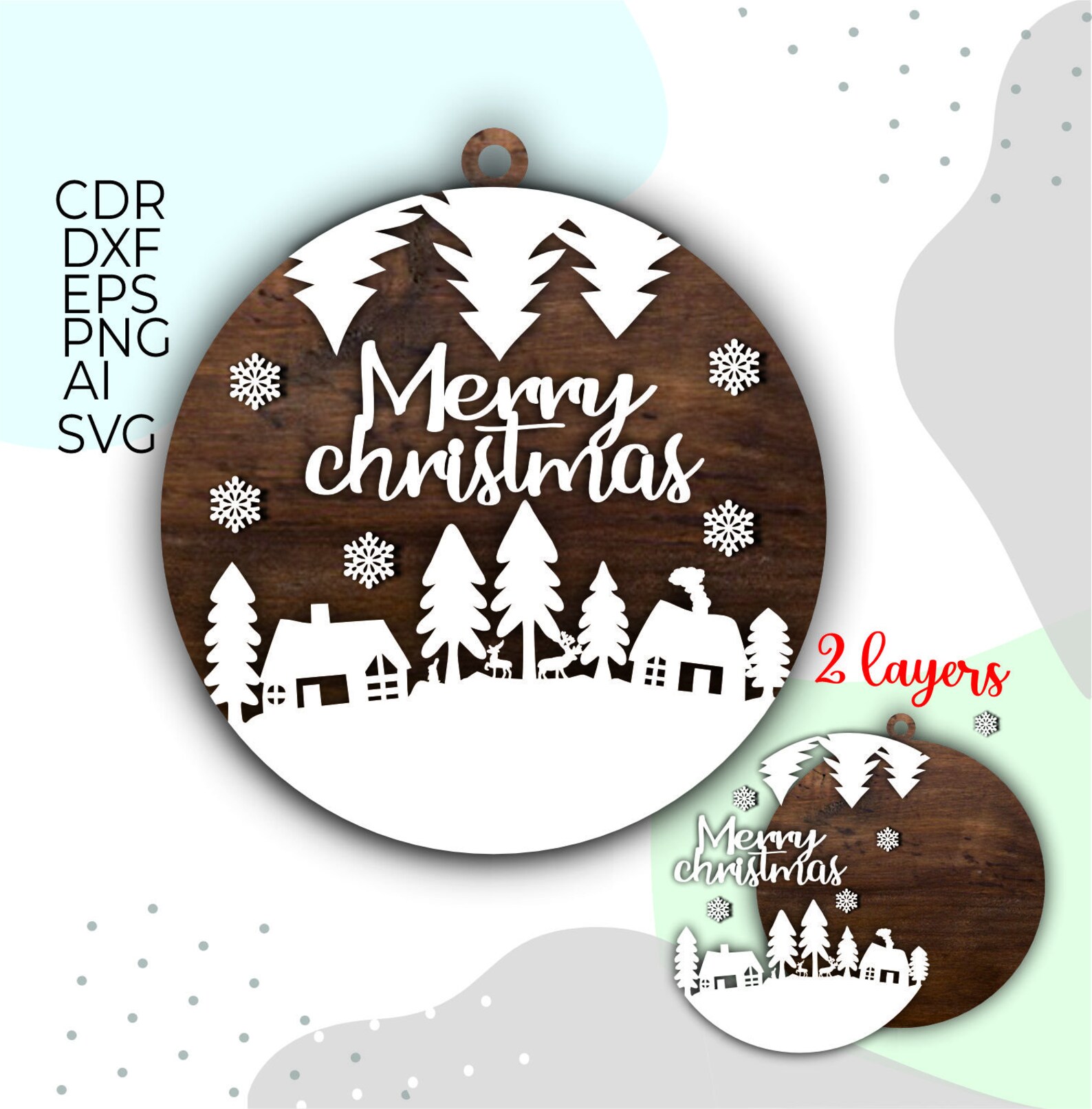 Merry Christmas Door Hanger Svg, Laser Cut File, Christmas Ornament Svg ...