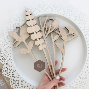 Sperrholz Blumen svg, Wildblumen Laserschnitt, Holz Blumenstrauß, svg-Dateien für Glowforge, Blatt svg, Muttertagsgeschenk, dekorative Blume svg