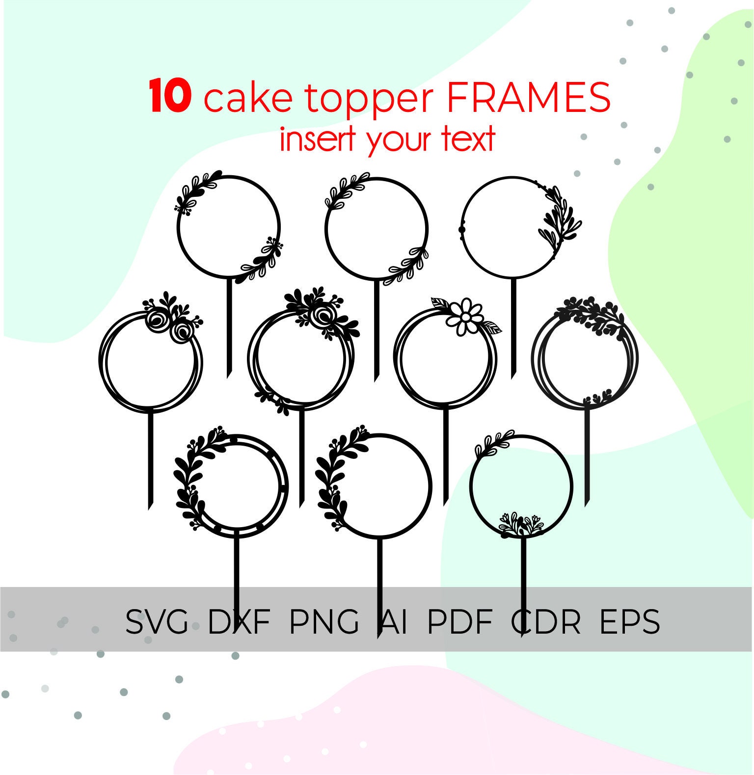Cake Topper Svg Wedding Cake Topper Svg Wreath Frame Svg - Etsy Australia