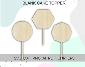 cake topper svg, blank acrylic shape, wedding cake topper, blank circle shape, wood cake topper svg, laser cut, files for glowforge, cameo