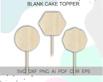 cake topper svg, blank acrylic shape, wedding cake topper, blank circle shape, wood cake topper svg, laser cut, files for glowforge, cameo