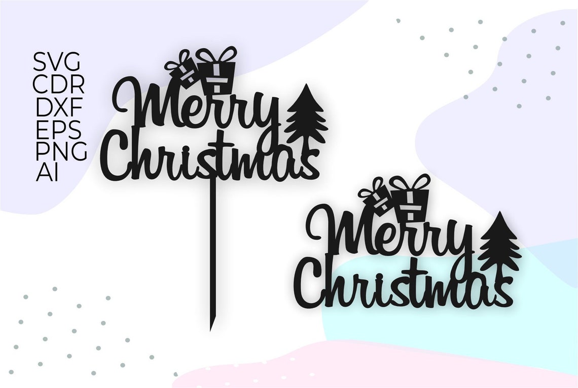 Merry Christmas Cake Topper Svg Christmas Ornament Svg Merry - Etsy