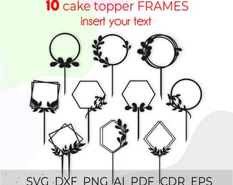 Decorazione per torta nuziale in formato SVG, decorazione per torta di compleanno in formato SVG, decorazione per torta in formato SVG per Cricut e Silhouette, pacchetto di decorazioni per torta in formato SVG