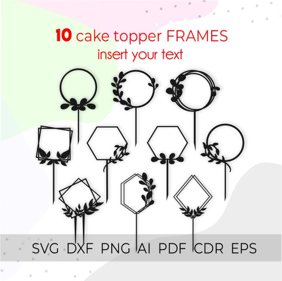 Set of 6 Cake Toppers Cake Topper Svg Wedding Cake Topper 