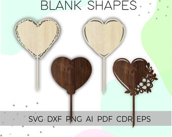 May include: Three wooden heart shapes on sticks. The hearts are blank and ready to be decorated. The hearts are in different styles, one with a simple outline, one with a detailed outline, and one with a floral design.