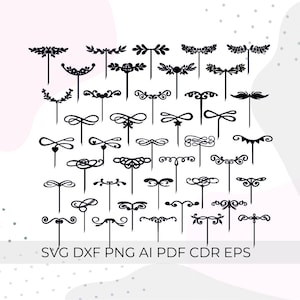Kuchen Topper svg Elemente bündeln, Elemente bündeln für Hochzeit, Torten Aufleger Set svg, Cake Topper Muster, Cricut Silhouette, Vektor für cnc