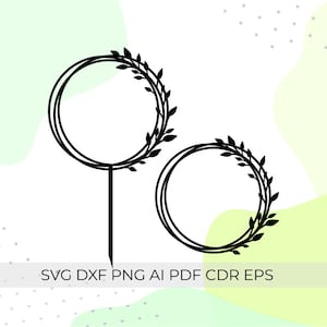topper na tort svg, ramka z liści svg, obramowanie kwiatowe svg, ramka ślubna svg, topper na tort cnc, plik do cricut, ramka okrągła svg, ramka urodzinowa