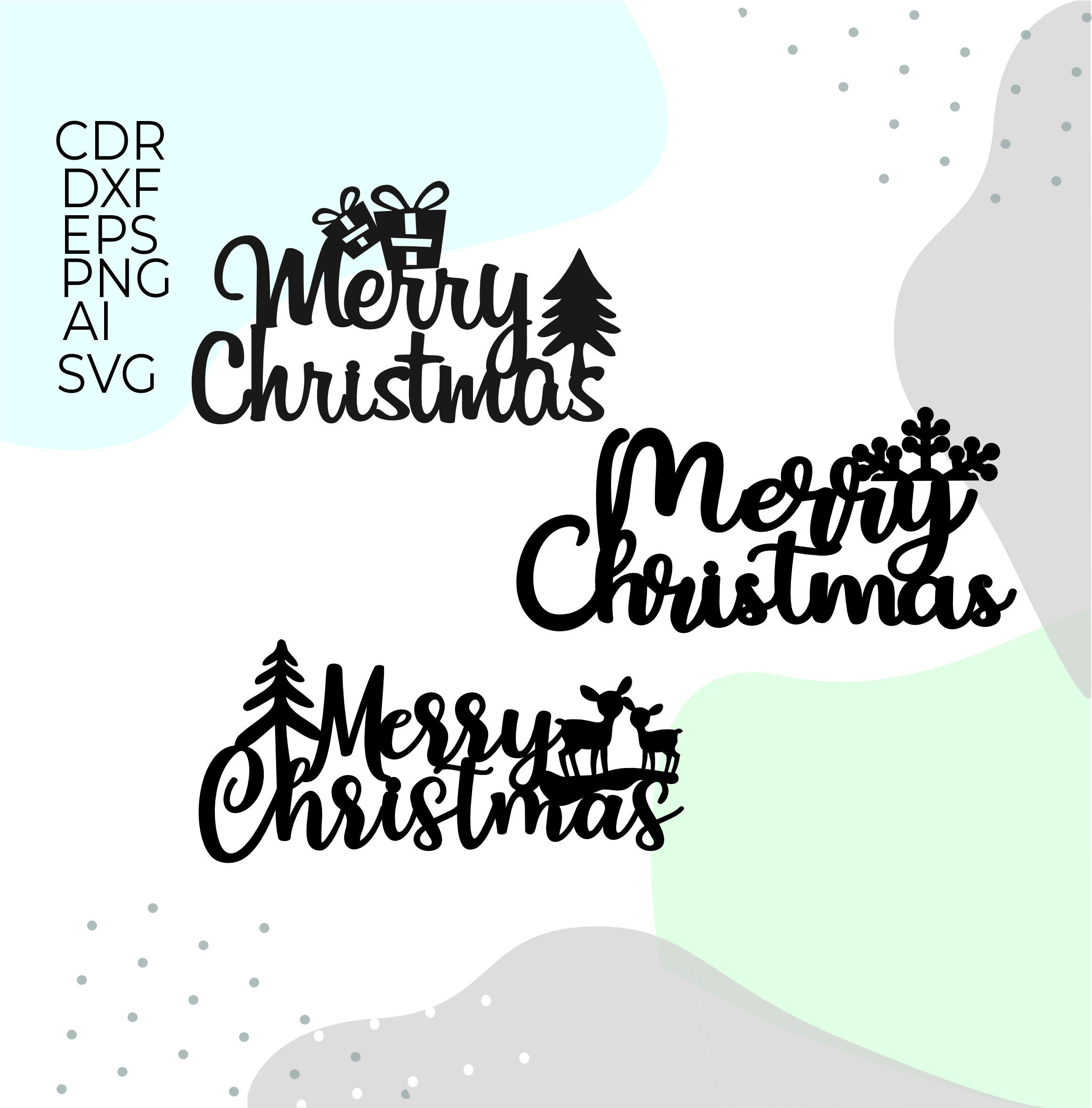 Merry Christmas Cake Topper Svg File Christmas Wreath Svg - Etsy