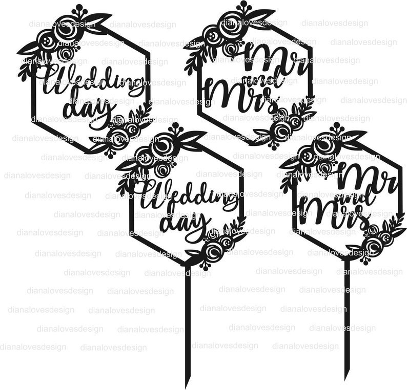 Cake Topper Svg Wedding Cake Topper Svg Mr and Mrs Cake | Etsy